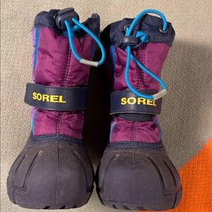 Sorel Flurry Kids Snow Boots Purple Blue Waterproof Insulated Size 9 Toddler